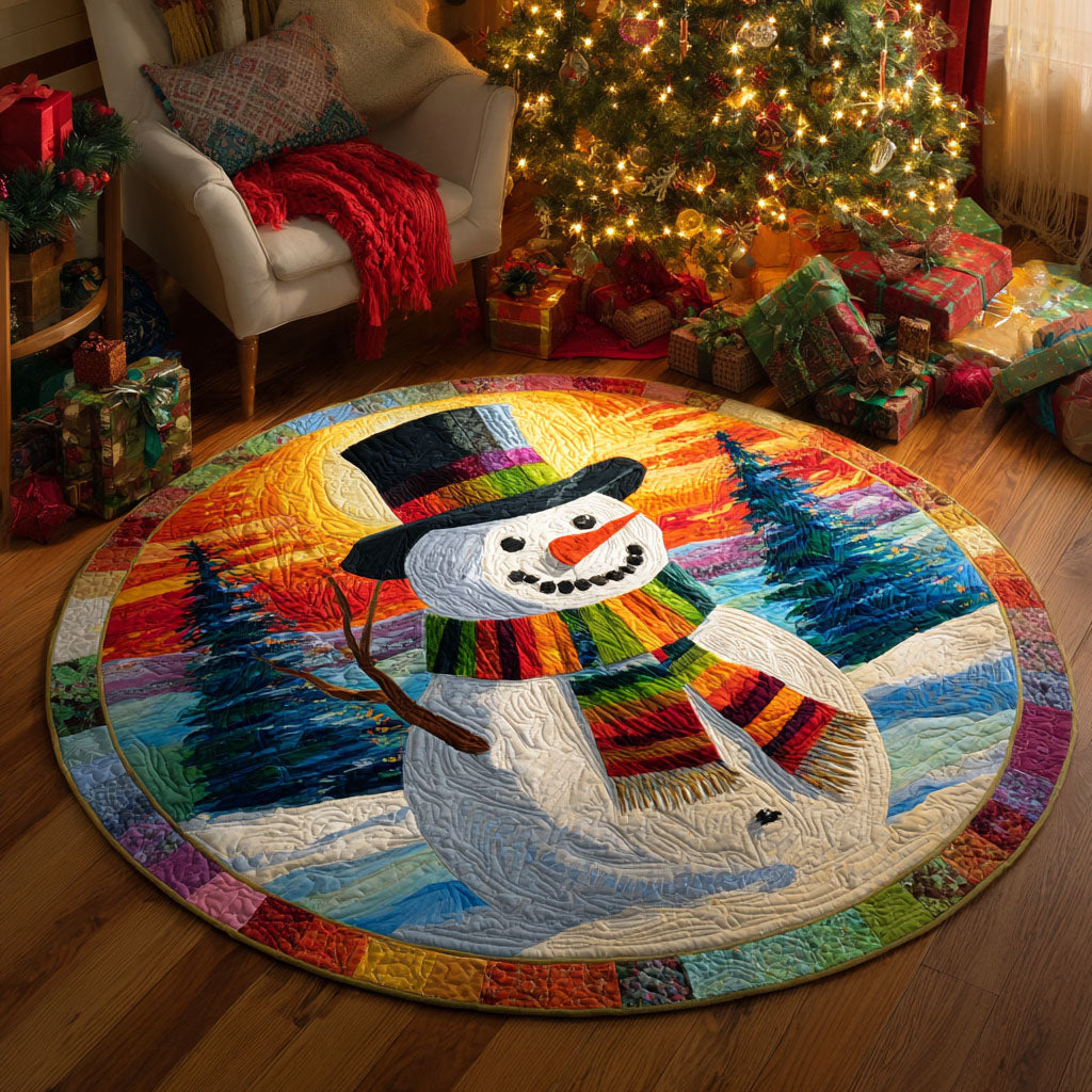 Colorful Winter Friend Quilted Round Mat NCU0TV322