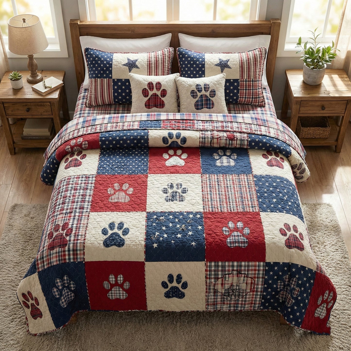 Comfort Paw Patch 3-Piece Quilted Bedding Set NCU0NT12245