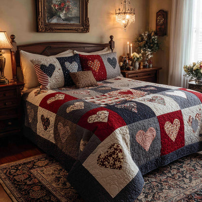 Comfort Hearts 3-Piece Quilted Bedding Set NCU0DV9238