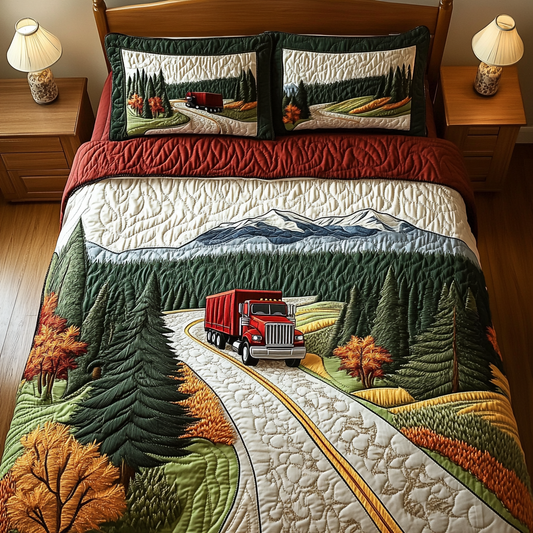 Container Truck Cargo 3-Piece Quilted Bedding Set NCU0DK7624