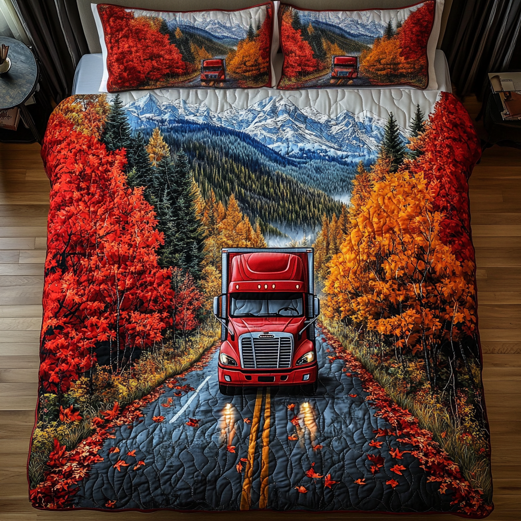 Container Truck Haul 3-Piece Quilted Bedding Set NCU0DK7623