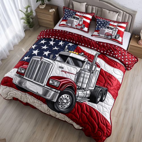 Container Truck Load 3-Piece Quilted Bedding Set NCU0DK7625