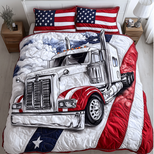 Container Truck Transport 3-Piece Quilted Bedding Set NCU0DK7626