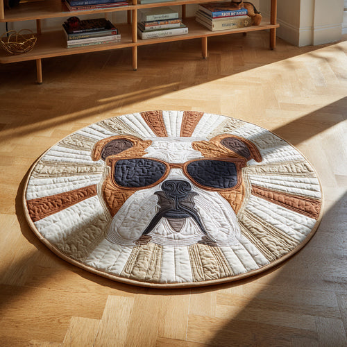 Cool Bulldog Quilted Round Mat NCU0HH037