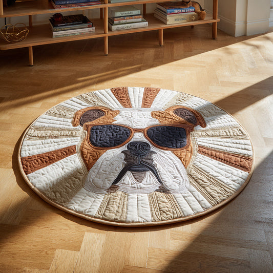 Cool Bulldog Quilted Round Mat NCU0HH037
