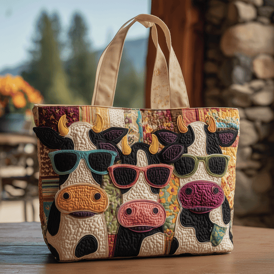 Cool Cows Quilted Tote Bag NCU0TH2738
