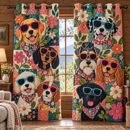 Cool Dogs in Shades Quilted Curtains NCU0DV10373
