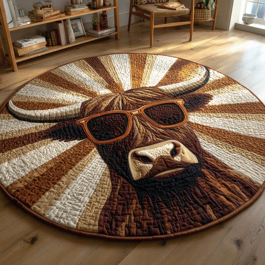 Cool Highland Cow Quilted Round Mat NCU0HH027