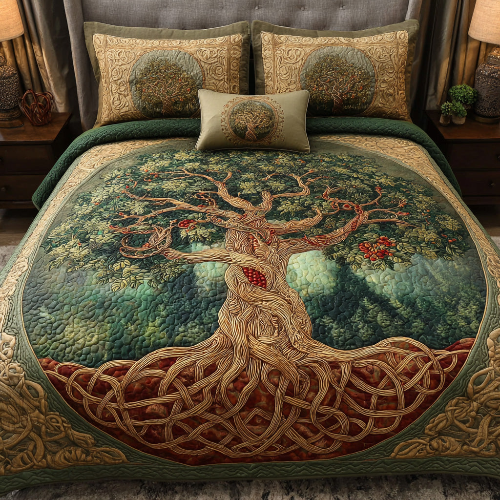 Copper Heart 3-Piece Quilted Bedding Set NCU0VL3125