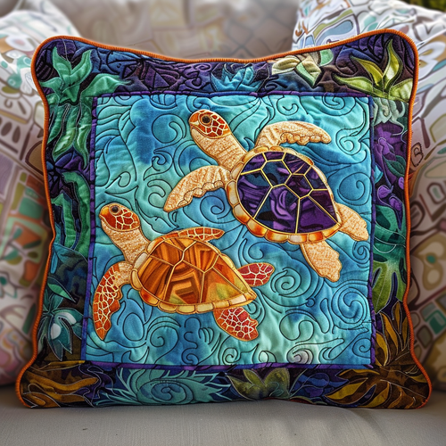 Coral Reef Turtles Quilted Pillow Case NCU0NT117