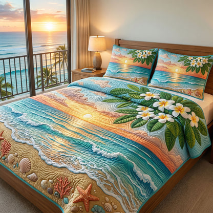 Coral Bliss 3-Piece Quilted Bedding Set NCU0NT12643