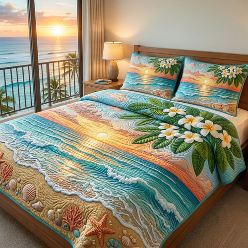 Coral Bliss 3-Piece Quilted Bedding Set NCU0NT12643