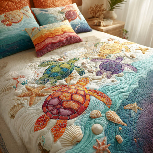 Coral Coastline 3-Piece Quilted Bedding Set NCU0PT8728
