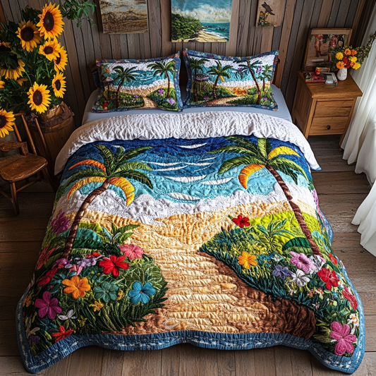 Coral Cove 3-Piece Quilted Bedding Set NCU0VL1775