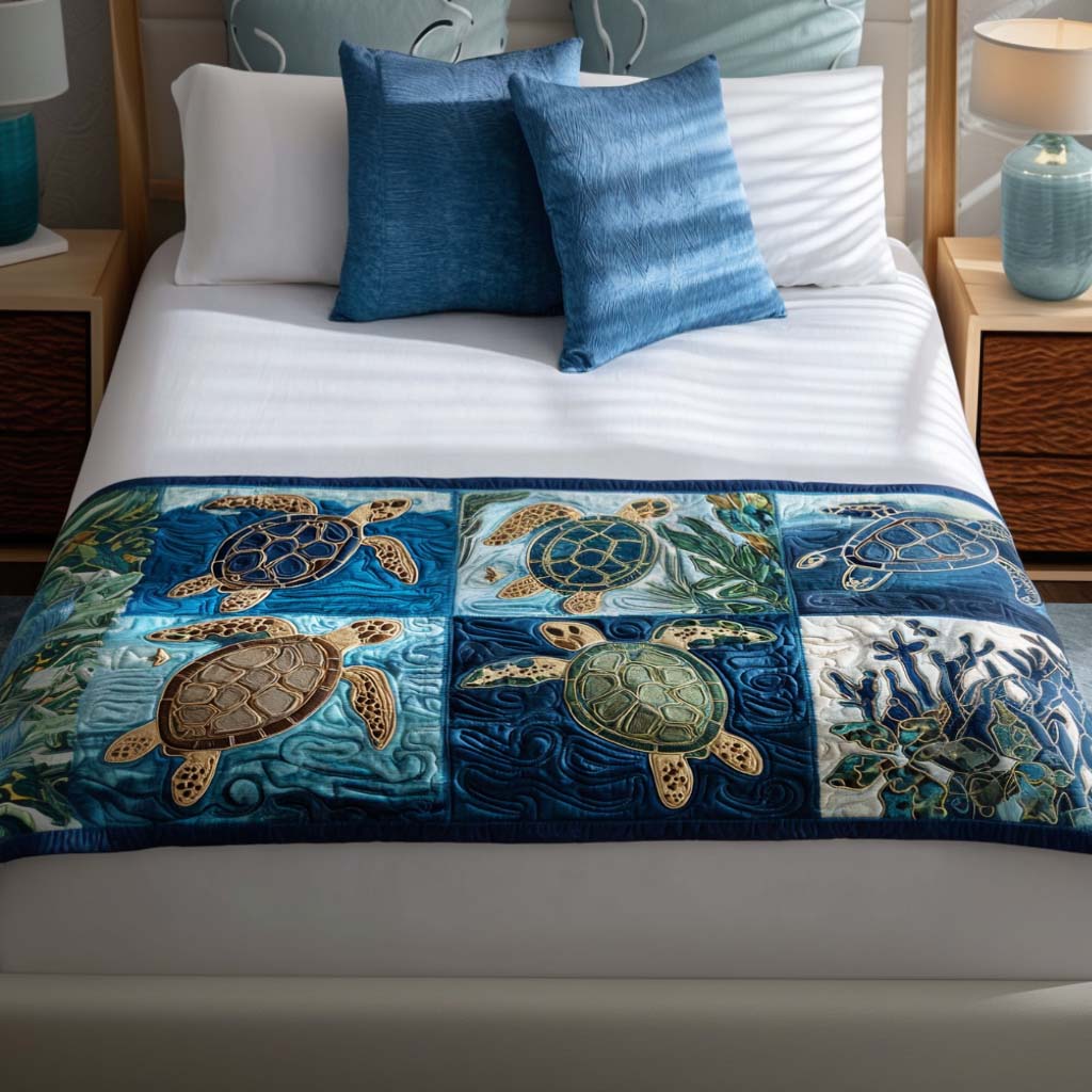 Coral Cove Turtle Quilted Bed Runner NCU0PT9457