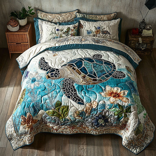 Coral Currents 3-Piece Quilted Bedding Set NCU0PT5129