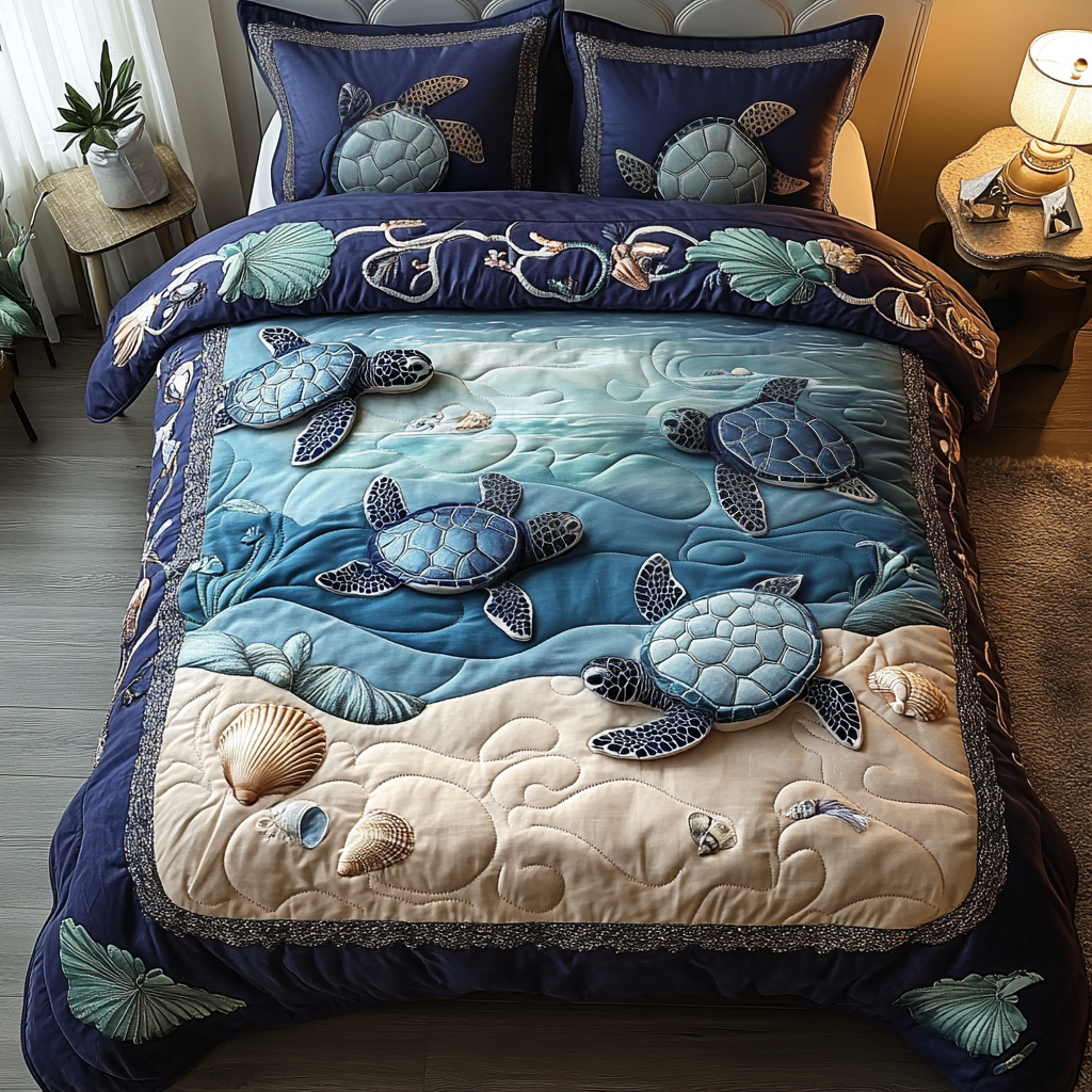 Coral Dreamer 3-Piece Quilted Bedding Set NCU0DV3522