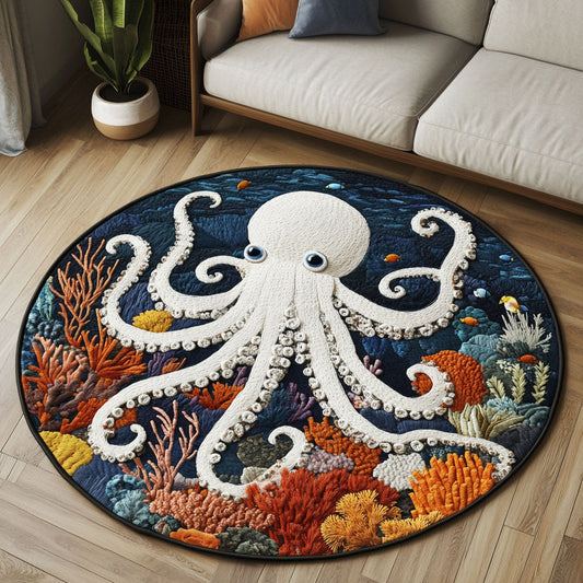 Coral Embrace Octopus Quilted Round Mat NCU0NT4833