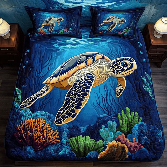 Coral Explorer 3-Piece Quilted Bedding Set NCU0NT3582