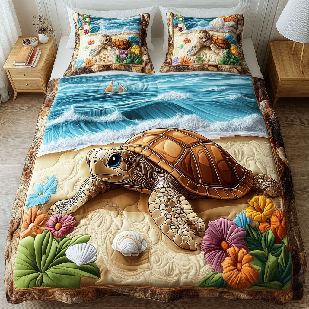 Coral Glider 3-Piece Quilted Bedding Set NCU0NT2517