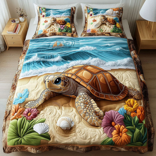 Coral Glider 3-Piece Quilted Bedding Set NCU0NT2517