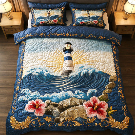 Coral Horizon 3-Piece Quilted Bedding Set NCU0NT7238