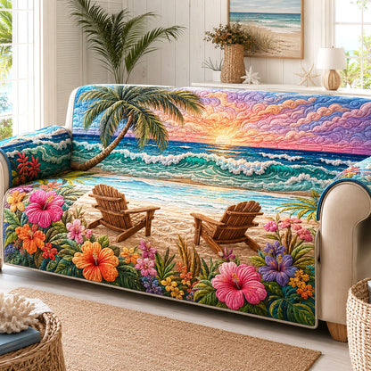 Coral Horizon Quilted Sofa Cover NCU0TV1986