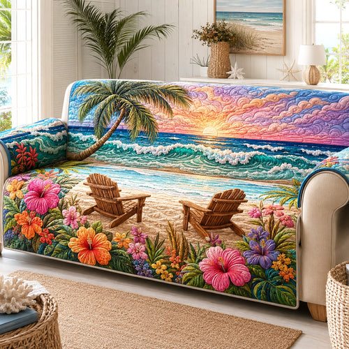 Coral Horizon Quilted Sofa Cover NCU0TV1986