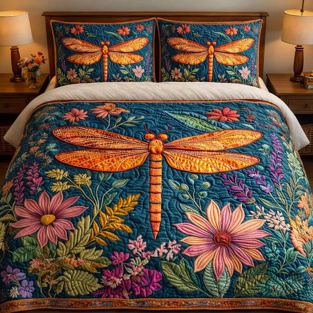 Coral Meadow 3-Piece Quilted Bedding Set NCU0XD2473