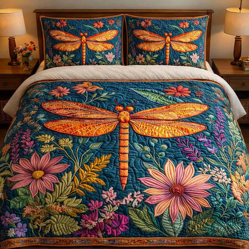 Coral Meadow 3-Piece Quilted Bedding Set NCU0XD2473