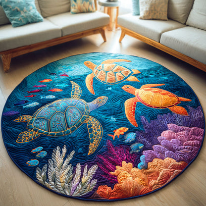 Coral Path Turtle Quilted Round Mat NCU0TD976