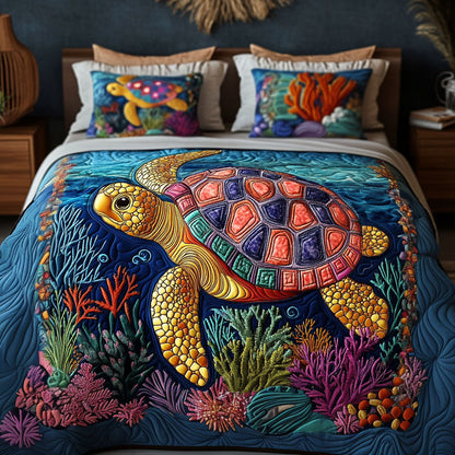Coral Pathways 3-Piece Quilted Bedding Set NCU0PT2399