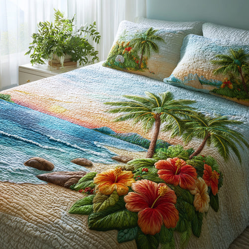 Coral Reef 3-Piece Quilted Bedding Set NCU0VL3470