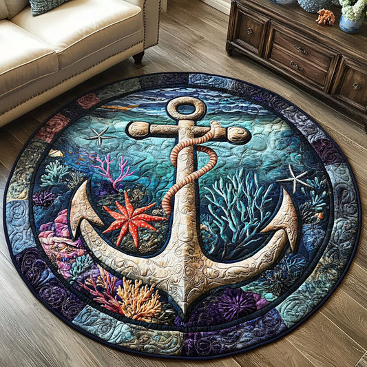 Coral Reef Anchor Quilted Round Mat NCU0PT5815