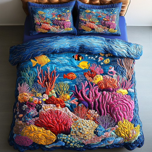Coral Reef Bliss 3-Piece Quilted Bedding Set NCU0DK5974