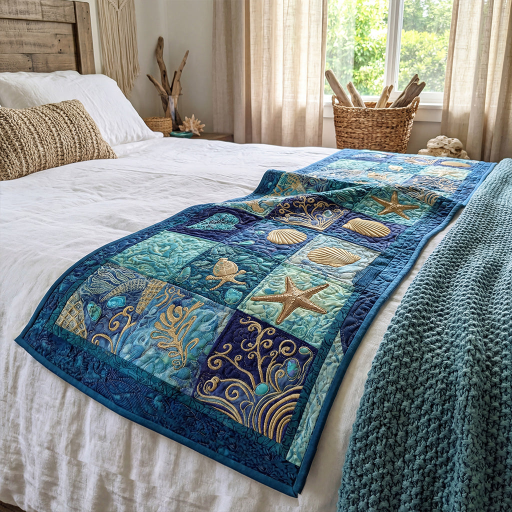 Coral Reef Mandala Quilted Bed Runner NCU0PT11580
