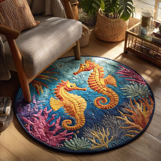 Coral Seahorse Quilted Round Mat NCU0TD278