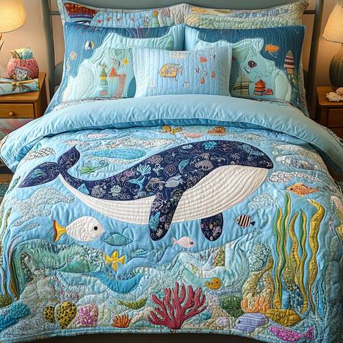 Coral Sky 3-Piece Quilted Bedding Set NCU0VH5908