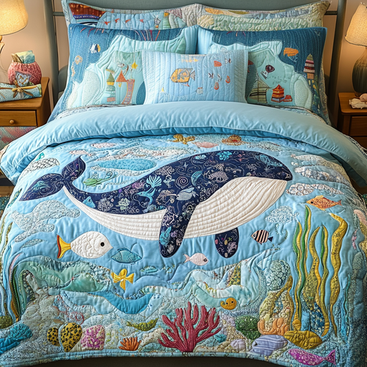 Coral Sky 3-Piece Quilted Bedding Set NCU0VH5908