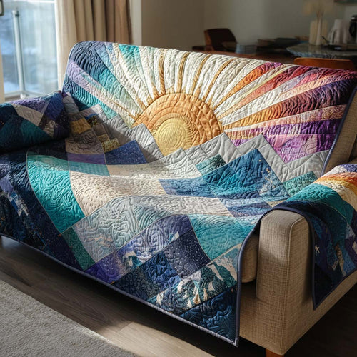 Coral Sunrise Quilted Sofa Cover NCU0XD2057