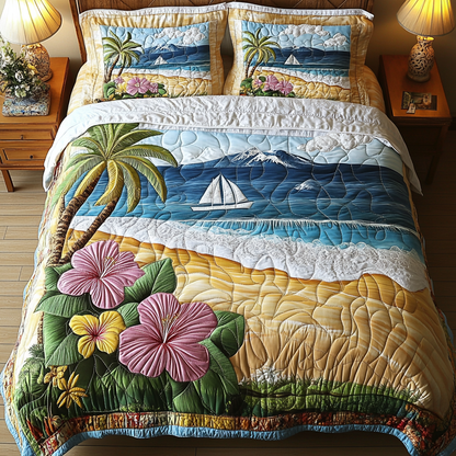Coral Tide 3-Piece Quilted Bedding Set NCU0VL2485