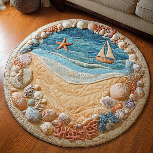 Coral Tidewave Quilted Round Mat NCU0NT7470
