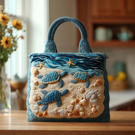 Coral Turtle Dance Quilted Tote Bag NCU0NT8671