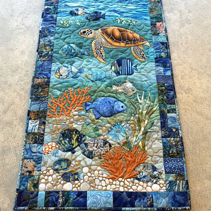 Coral Turtle Quilted Table Runner NCU0PT2491