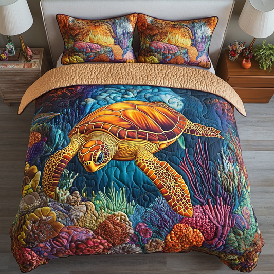 Coral Voyage 3-Piece Quilted Bedding Set NCU0DK6271