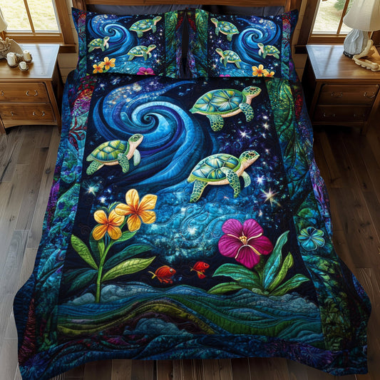 Coral Voyager 3-Piece Quilted Bedding Set NCU0PT2803