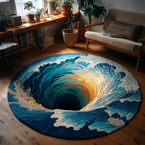 Coral Wave Quilted Round Mat NCU0DK10107