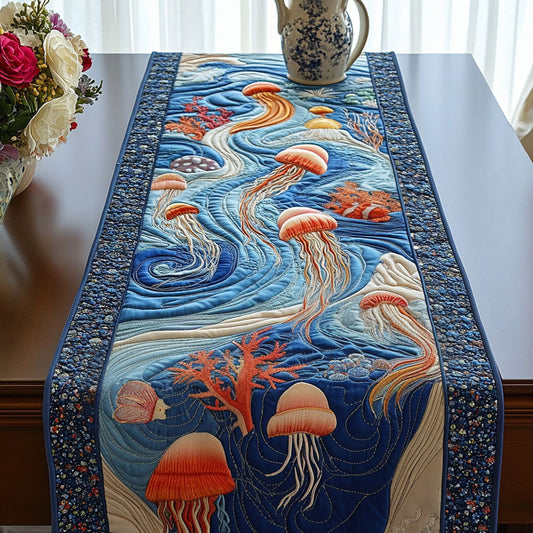 Coral Waves Quilted Table Runner NCU0NT3794