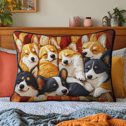 Corgi Cuddle Squad Quilted Bedding Pillow Case NCU0PT1837