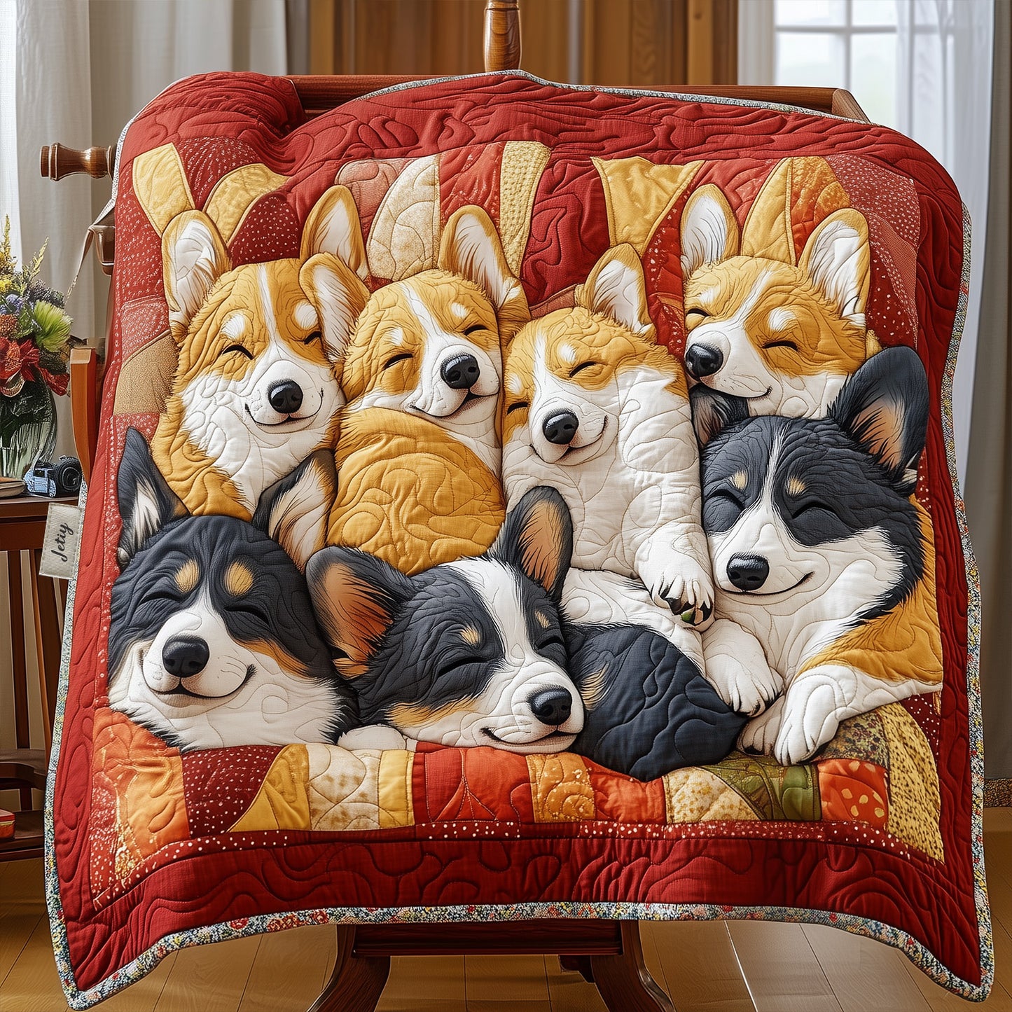 Corgi Cuddle Squad Quilted Blanket NCU0PT1468